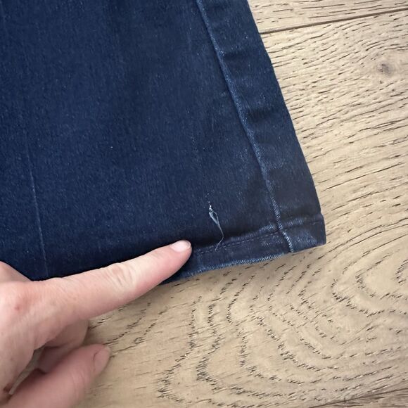 PAIGE Womens High Rise Bell Canyon Flare Leg Jeans Blue Dark Wash Frayed Size 29 - Picture 12 of 16